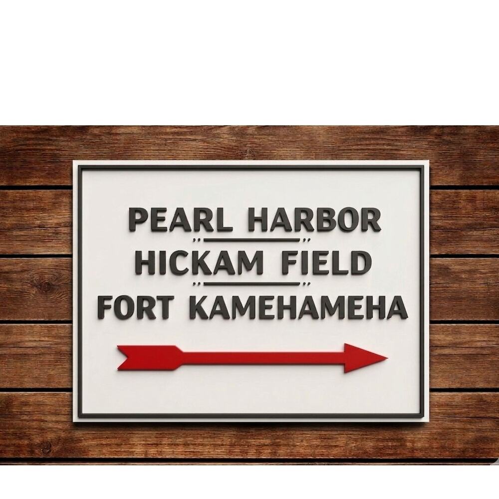 Pearl Harbor Hickam Field Sign Fort Kamehameha Travel Hawaii Road Navy Military